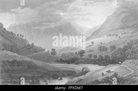 WALES: Ansicht Rhaiadar, Radnorshire: Radnor: Gastineau, antiken print 1831 Stockfoto