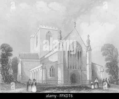 WALES: St Asaph Cathedral Westend: Asaph, antiken Druck 1850 Stockfoto