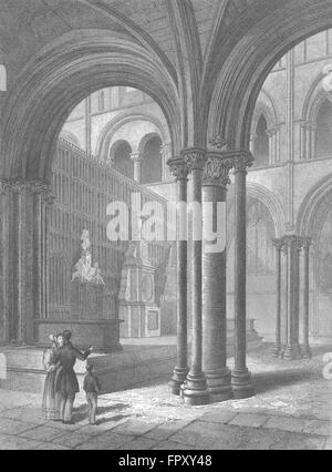 SUSSEX: Chichester Cathedral Presbyterium, antiken print 1860 Stockfoto