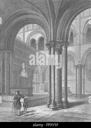 SUSSEX: Chichester Cathedral Presbyterium, antiken print 1851 Stockfoto