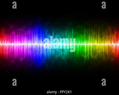 Diffus Rainbow Soundwave mit schwarzem Hintergrund Stockfoto
