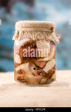 Fleischkonserven im Weckglas Stockfoto