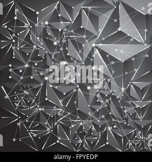 Abstrakte Dreieck dunklen Hintergrund mit Neon Punkten und Linien. Verbindungsstruktur. Vektor-Illustration. Polygonale Vektor Stock Vektor