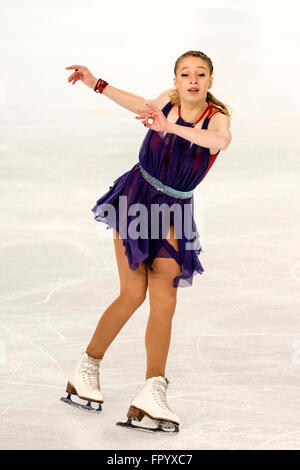 Debrecen, Ungarn. 19. März 2016. Maria Sotskova (RUS) Eiskunstlauf: ISU World Junior Figure Skating Championships, Frauen Kür in Fonix Halle Arena in Debrecen, Ungarn. Bildnachweis: Enrico Calderoni/AFLO SPORT/Alamy Live-Nachrichten Stockfoto