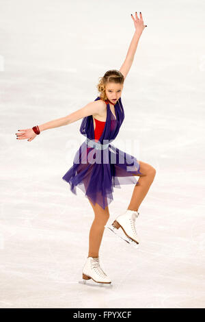 Debrecen, Ungarn. 19. März 2016. Maria Sotskova (RUS) Eiskunstlauf: ISU World Junior Figure Skating Championships, Frauen Kür in Fonix Halle Arena in Debrecen, Ungarn. Bildnachweis: Enrico Calderoni/AFLO SPORT/Alamy Live-Nachrichten Stockfoto