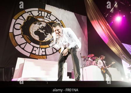 Manchester, UK. 19. März 2016. John Newman führt an der Manchester Arena Unterstützung von Ellie Goulding auf ihre "Delirium" UK-Tour, 2016 Credit: Myles Wright/ZUMA Draht/Alamy Live News Stockfoto