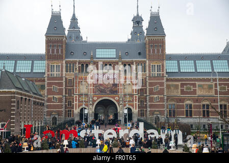 Eisbahn vor Rijksmuseum in Amsterdam holland Stockfoto