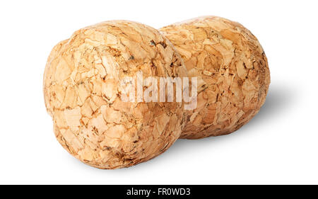 Closeup Champagner cork gedrehte Horisontally isoliert auf weißem Hintergrund Stockfoto