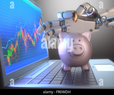 Bild-Konzept der Software (Roboter Trading System) an der Börse. Stockfoto