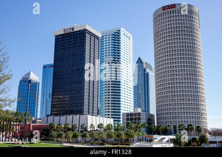 Tampa, Florida, Curtis Hixon Waterfront Park, Skyline der Stadt, Wolkenkratzer, Gebäude, FL160211025 Stockfoto