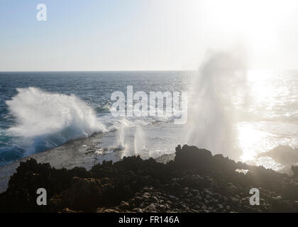 Point Quobba, Lunker, in der Nähe von Carnarvon, Coral Coast, Gascoyne Region, Western Australia Stockfoto