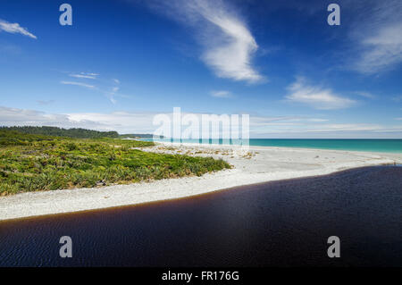 Ōkārito - drei Meile Lagune an der West Küste von South Island in Neuseeland Stockfoto