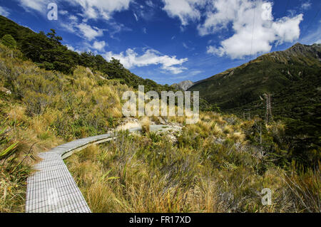 Wandern in Arturs Pass Nationalpark in Neuseeland Stockfoto