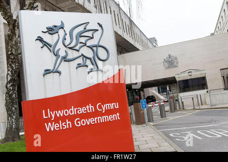 Waliser Regierung Büros auf Cathays Park, Cardiff, Südwales. Stockfoto