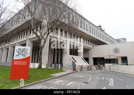 Waliser Regierung Büros auf Cathays Park, Cardiff, Südwales. Stockfoto