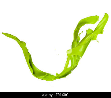 Grüne Farbe Splash, isoliert auf weißem Hintergrund Stockfoto