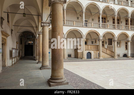 Innenhof des Königsschloss Wawel in Krakau, Polen. Stockfoto
