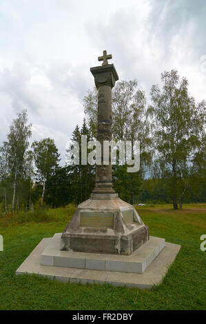 Gedenkstein bei Borodino Schlachtfeld in Russland Stockfoto