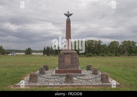 Gedenkstein bei Borodino Schlachtfeld in Russland Stockfoto