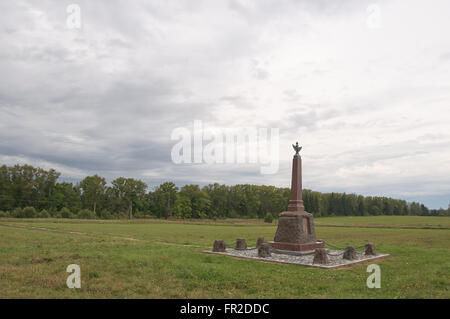 Gedenkstein bei Borodino Schlachtfeld in Russland Stockfoto