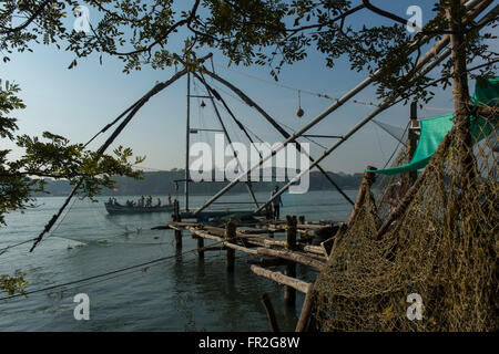 Chinesische Fischernetze, Kochi - Cochin Stockfoto