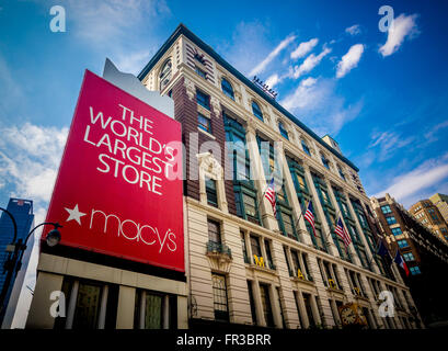 Macy's The Worlds größte Store Zeichen, New York City, USA. Stockfoto