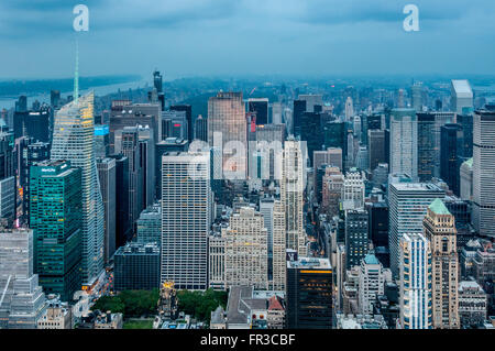 Blick in Richtung Upper Manhattan vom Empire State Building, New York City, USA. Stockfoto