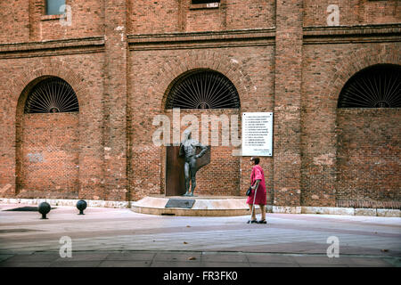 Statue in Valladolid Stierkampfarena von einem matador Stockfoto