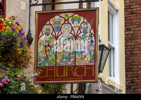 Die Kirche Inn Zeichen, Kirche-Straße, Ludlow, Shropshire, England, UK Stockfoto