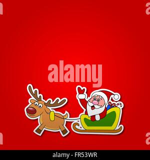 Papier schneiden von Santa fährt mit seinem Schlitten Stock Vektor