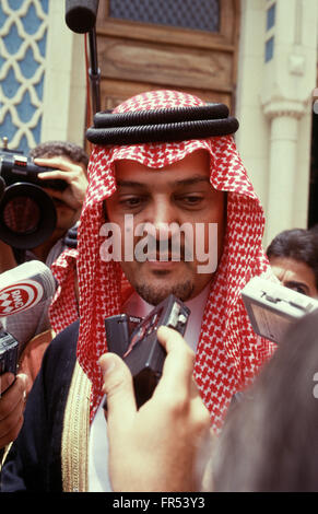 Ehemalige saudische Außenminister Prinz Saud Al Faisal, der 2015, bei einem Treffen der Außenminister der arabischen Liga in Kairo verstorben. Stockfoto