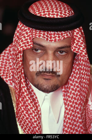 Ehemalige saudische Außenminister Prinz Saud Al Faisal, der 2015, bei einem Treffen der Außenminister der arabischen Liga in Kairo verstorben. Stockfoto