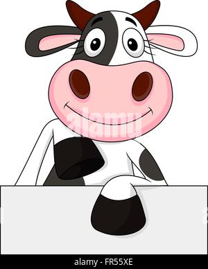 Kuh-Cartoon mit leere Zeichen Stock Vektor