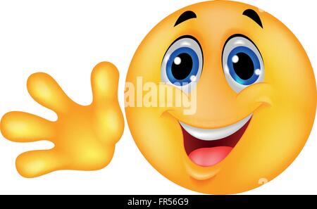 Cute emoticon Hand winken Stock Vektor