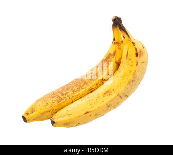 Haufen über reife Bananen, isoliert auf weiss Stockfoto