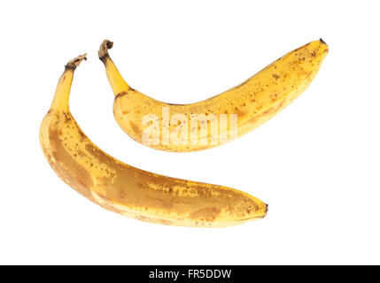 Haufen über reife Bananen, isoliert auf weiss Stockfoto