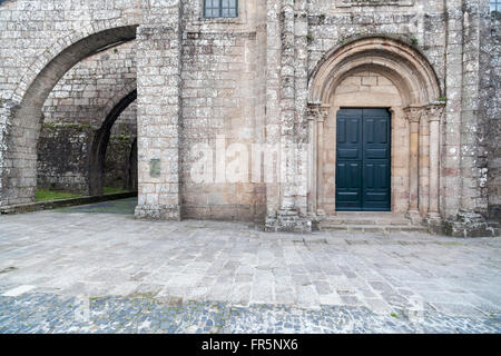 Colegiata Santa María eine echte Do Sar. Romanik Jahrhundert XII. Santiago De Compostela. Stockfoto