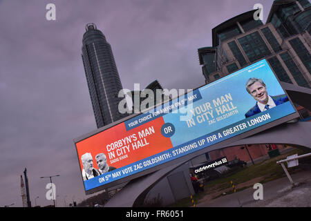 Vauxhall, London, UK. 21. März 2016. Zac Goldsmith, 5. kann London Bürgermeisterwahl Anzeige in der Nähe von Vauxhall © Matthew Chattle/Ala Stockfoto