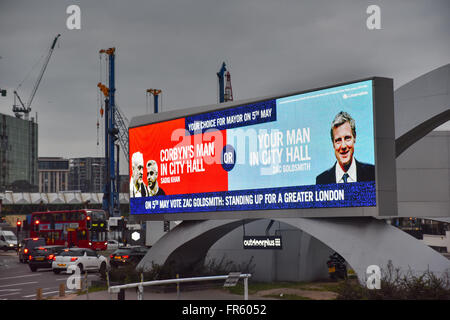 Vauxhall, London, UK. 21. März 2016. Zac Goldsmith, 5. kann London Bürgermeisterwahl Anzeige in der Nähe von Vauxhall © Matthew Chattle/Ala Stockfoto