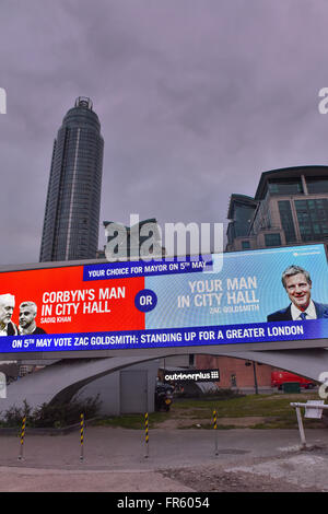 Vauxhall, London, UK. 21. März 2016. Zac Goldsmith, 5. kann London Bürgermeisterwahl Anzeige in der Nähe von Vauxhall © Matthew Chattle/Ala Stockfoto