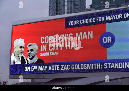 Vauxhall, London, UK. 21. März 2016. Zac Goldsmith, 5. kann London Bürgermeisterwahl Anzeige in der Nähe von Vauxhall © Matthew Chattle/Ala Stockfoto