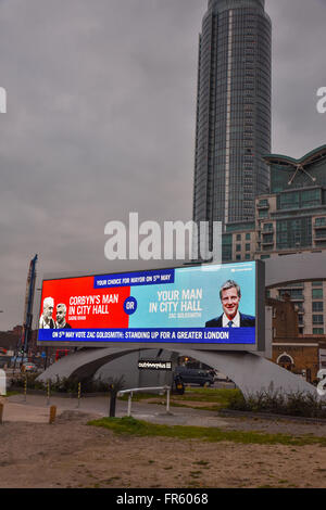 Vauxhall, London, UK. 21. März 2016. Zac Goldsmith, 5. kann London Bürgermeisterwahl Anzeige in der Nähe von Vauxhall © Matthew Chattle/Ala Stockfoto