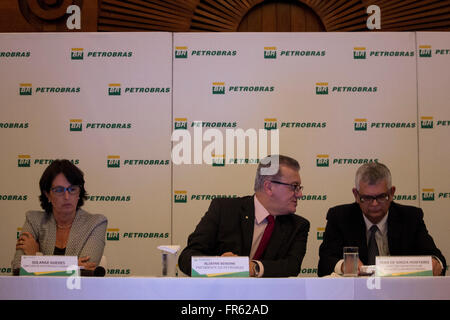 Rio De Janeiro, Brasilien. 21. März 2016. Petrobras hält eine Pressekonferenz zur finanziellen und operativen Ergebnisse für das Quartal Quartro 2015. Das Jahr 2015 geschlossen mit einem Nettoverlust von R $ 34,8 Milliarden. Bildnachweis: Luiz Souza/Alamy Live-Nachrichten Stockfoto