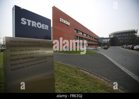 Köln, Deutschland. 1. März 2016. Die Büros des Medienunternehmens Stroeer, in Köln, Deutschland, 1. März 2016. Das MDAX-Unternehmen präsentieren ihre Jahreszahlen am 22. März 2016. Foto: Oliver Berg/Dpa/Alamy Live News Stockfoto