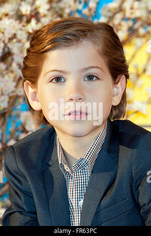 Tokio, Japan. 22. März 2016. Kanadischer Kinderdarsteller Jacob Tremblay besucht eine Pressekonferenz im Ritz-Carlton Hotel am 22. März 2016, Tokio, Japan. Brie Larson-Gewinner des Academy Award für die beste Darstellerin in einer Hauptrolle und Kinderdarsteller Jacob Tremblay sind in Japan, um ihren Film Zimmer, zu fördern, die im japanischen Theater am 8. April trifft. © Rodrigo Reyes Marin/AFLO/Alamy Live News Bildnachweis: Aflo Co. Ltd./Alamy Live-Nachrichten Stockfoto