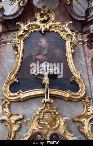 Heiligen Johannes von Nepomuk-Altar in das Kloster St. Johannes in Ursberg, Deutschland am 9. Juni 2015 Stockfoto