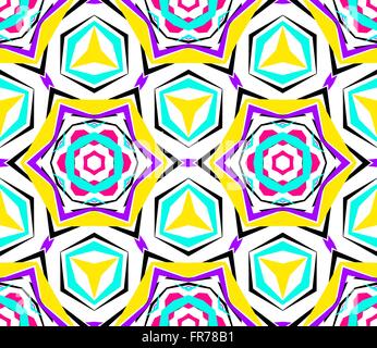 Kaleidoskopische gelb blau Blumenmuster Stock Vektor