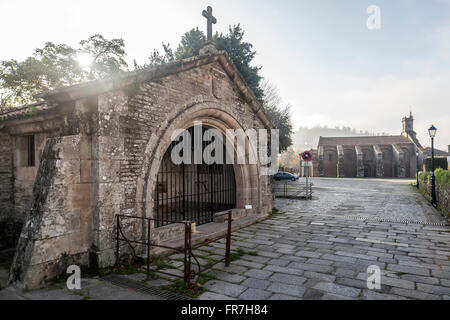 Colegiata Santa María eine echte Do Sar. Romanik Jahrhundert XII. Santiago De Compostela. Stockfoto