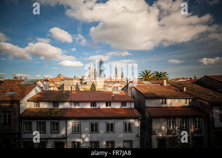 Ansicht der Stadt vom Parque De La Alameda. Santiago De Compostela. Stockfoto