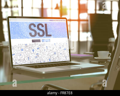 SSL-Konzept auf Laptop-Bildschirm. Stockfoto